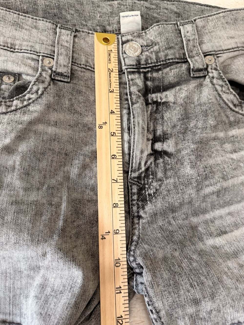 True Religion Slim Runstitch Moto Jeans Grey Acid Wash 36 - Picture 5 of 9